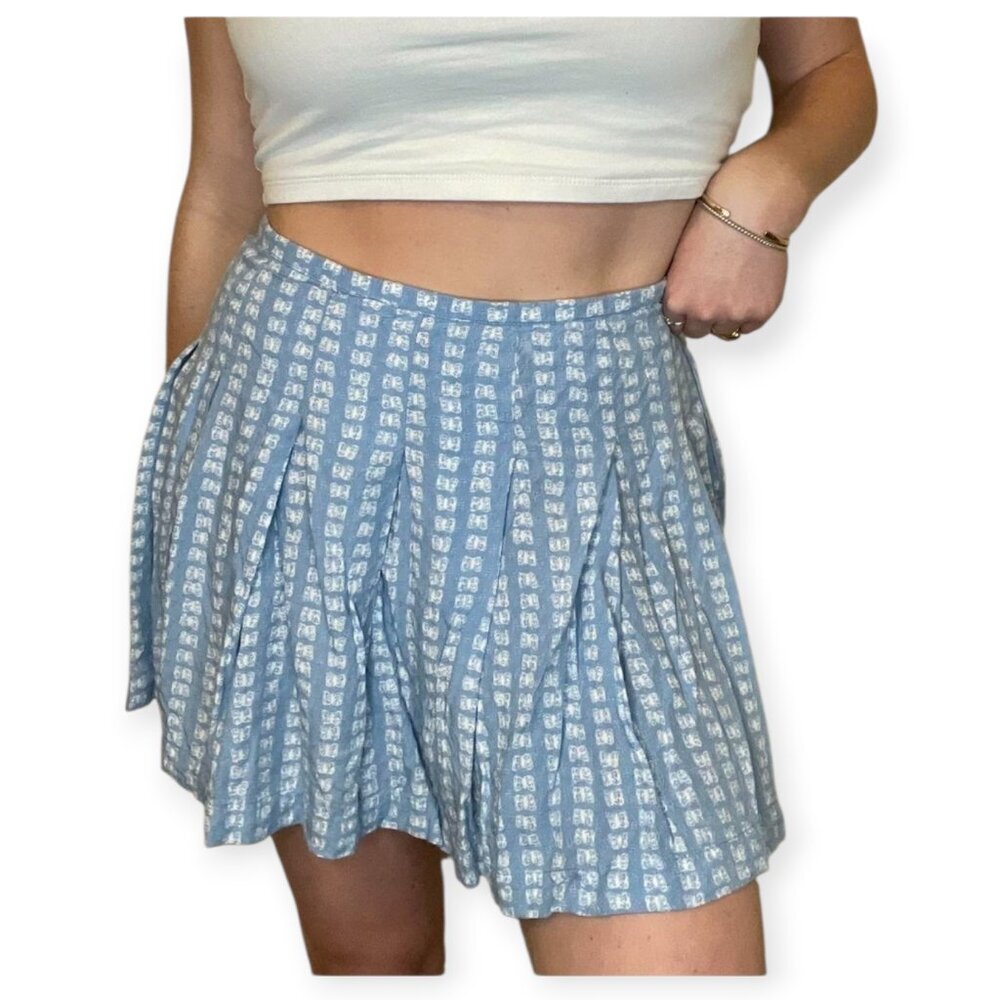 Urban Outfitters Cecile Pleated Mini Skirt Sky Blue High Waisted A Line Size S - Picture 2 of 10